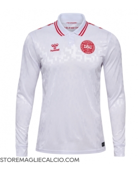 Danimarca Maglia Gara Trasferta Repliche Europei 2024 Maniche Lunghe